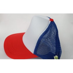 Gorra Trucker Combinada Azul Frente Blanco Visera Roja