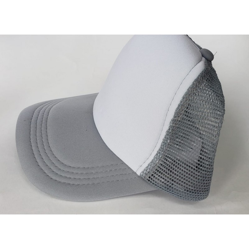 Gorra Trucker Gris Frente Blanco