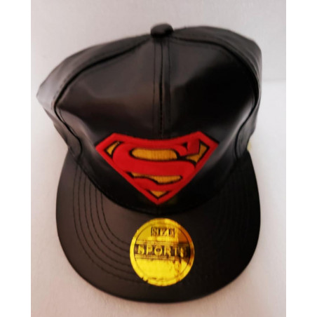 SUPERMAN GORRA DE CUERO BORDADA (visera plana)