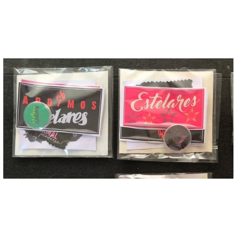 ESTELARES PACK 4 stickers +pin